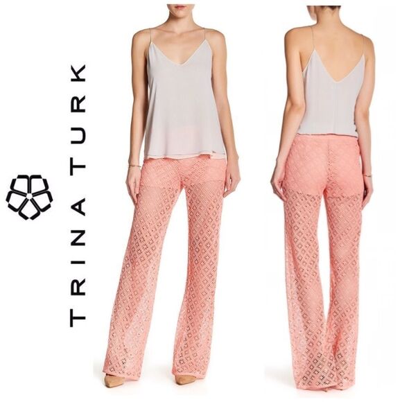 New Trina Turk Andria sheer crochet pant. - Picture 1 of 10
